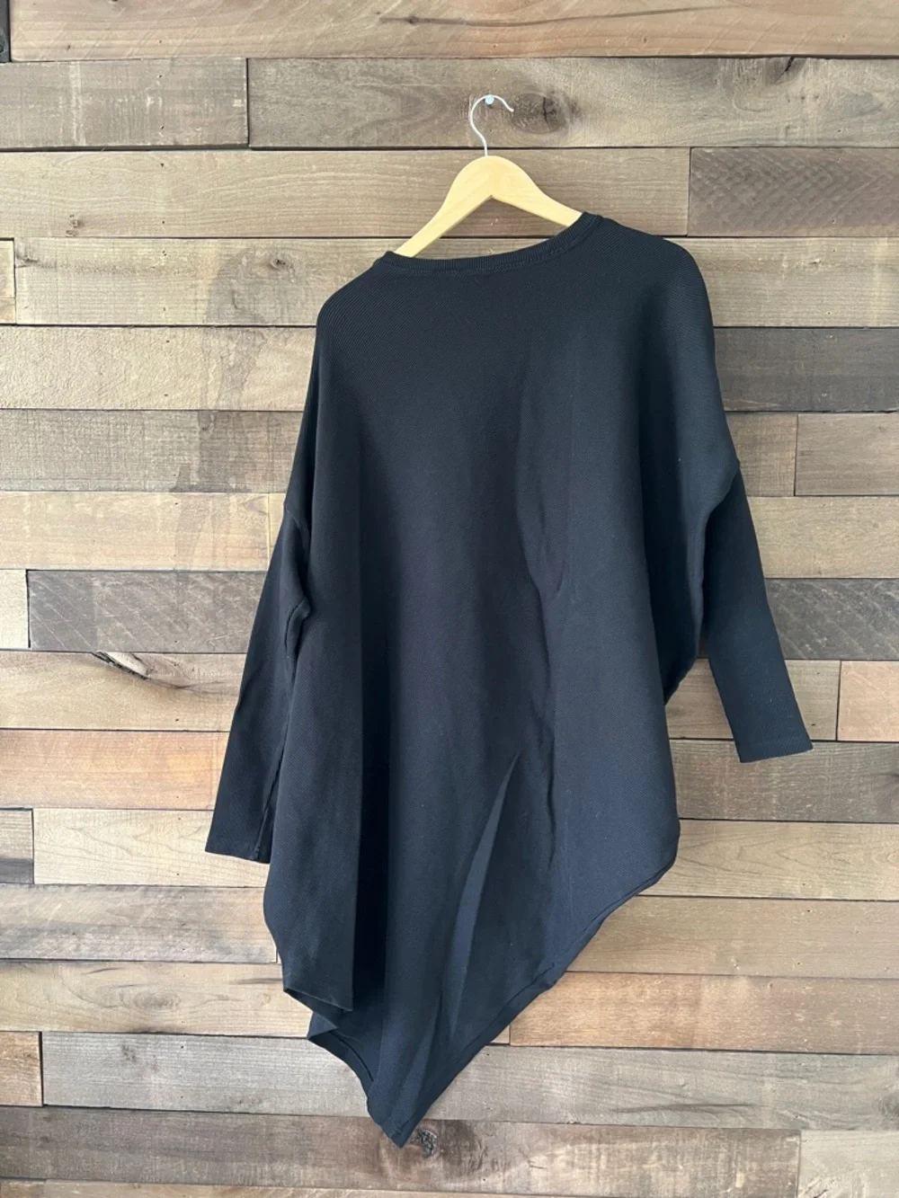 Aakasha Women's Black Ribbed Long Sleeve Asymmetrical Sweater Top Dress Size 3X - Picture 4 of 5